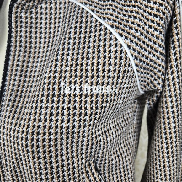 iets frans...Size XS Brown Houndstooth Zip Front Jacket Adj Collar Zip Pockets - Picture 5 of 16